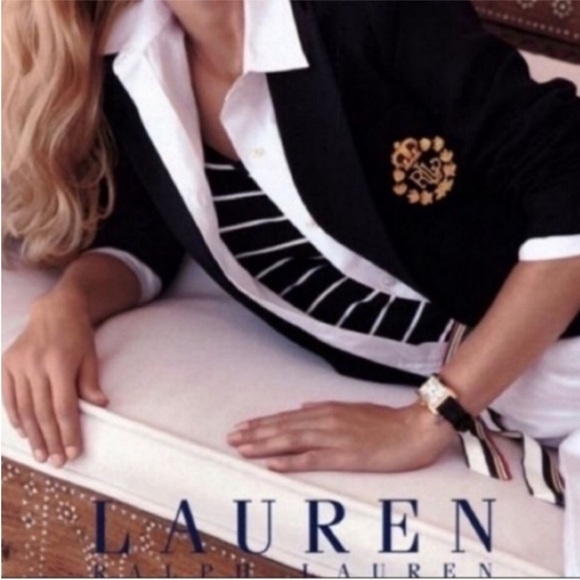 Vintage Ralph Lauren Noir Crest Wool Black Double Breasted Blazer - Picture 11 of 11